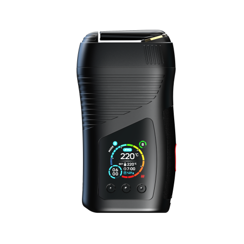 WOLKENKRAFT LIVE Vaporizer, Smart-Vaporizer mit Farbdisplay auf schwarzem Hintergrund.