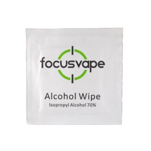 FocusVape Alkohol-Reinigungstücher Focusvape Alkohlreinigungstücher, verschlossene verpackung in der Vorderansicht