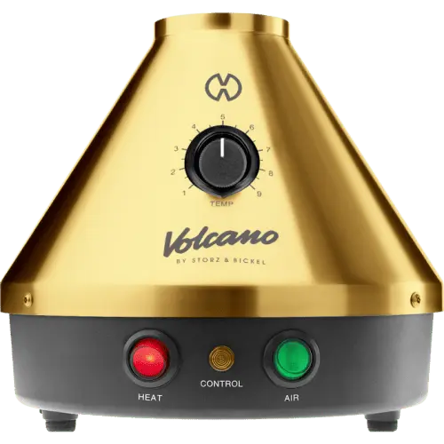 Volcano Classic Vaporizer *Gold Edition* Volcano Classic Gold Edition von Vorne mit Leuchtender Heating LED und Temperatur Grundeinstellung